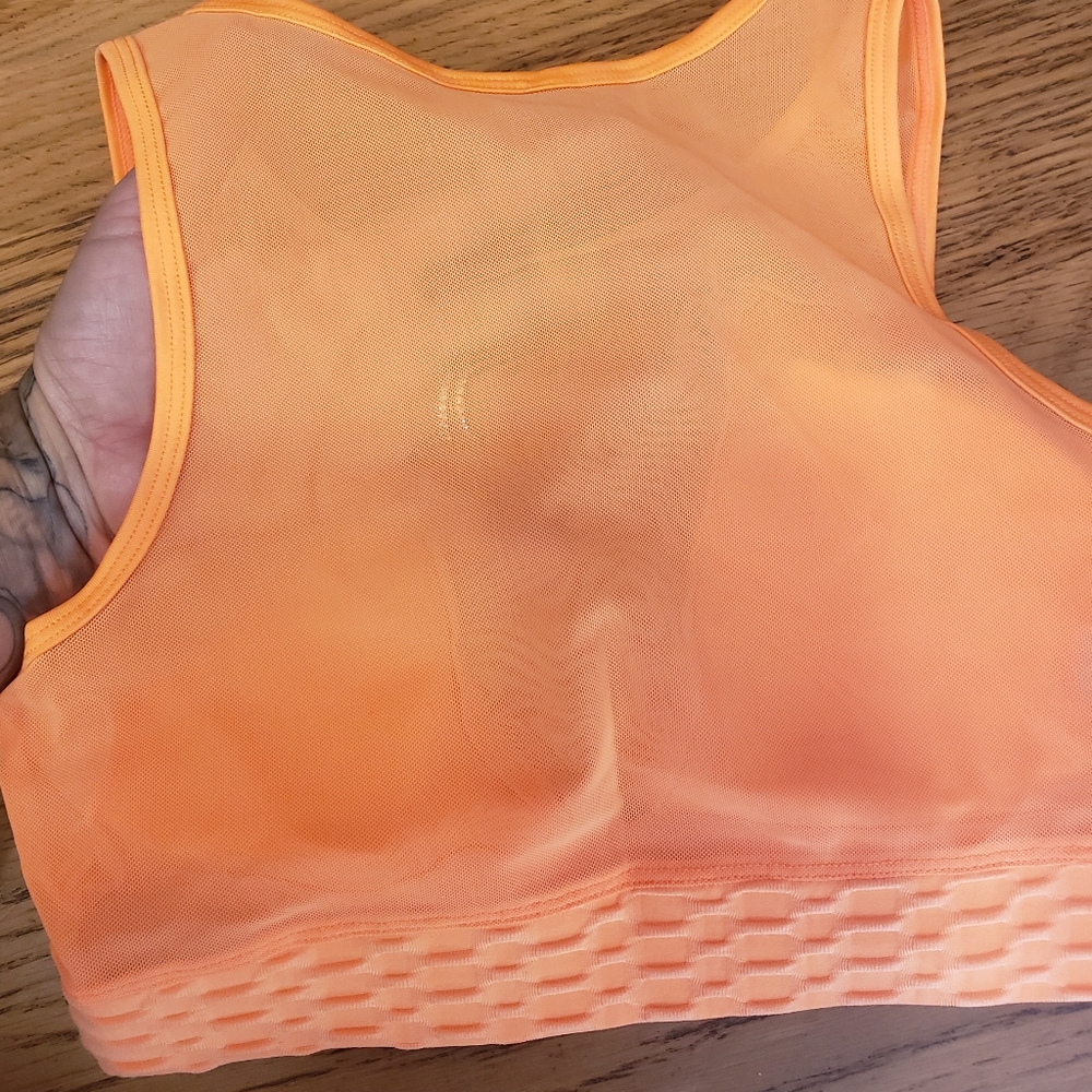 LA Society sweetheart mesh back textured sportsbra crop top bikini top hibiscus - Picture 7 of 11